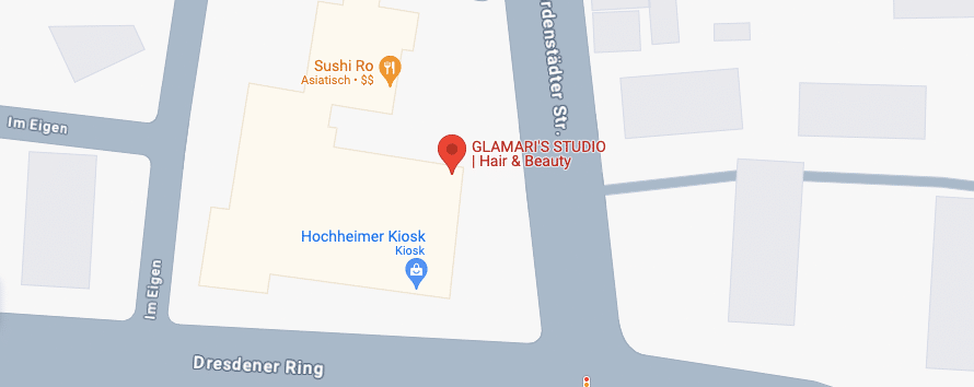 Karte zum Glamaris Studio in Hochheim am Main – Dresdener Ring 1